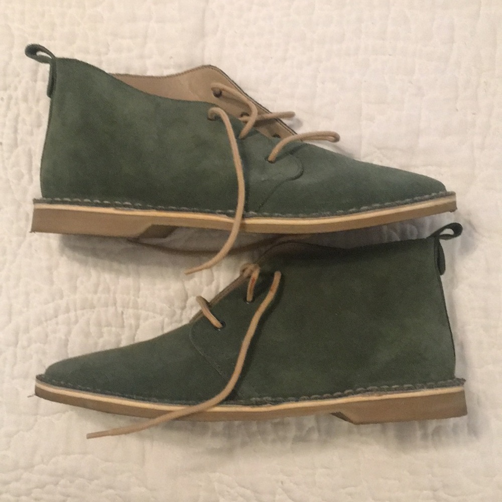 Green Ladies Chukka Boots - leather upper -size 8